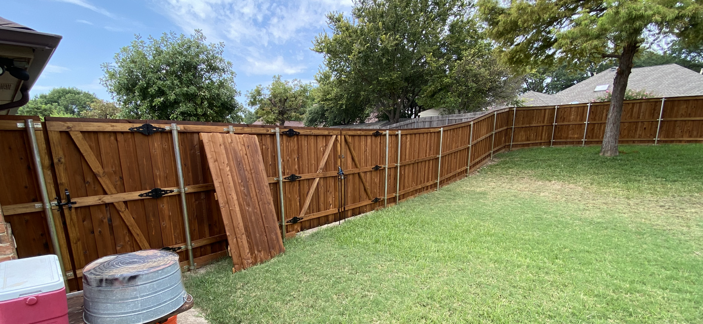 6 ft stained board on board cedar fence in duncanville