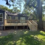 pine deck with stairs